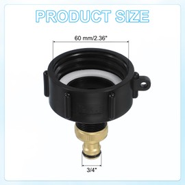 PATIKIL 275-330 IBC Tote Hose Adapter, 1 Pcs 2-3/8" Thread x 3/4" Hose Food Drain Adapter with Brass Nozzle for Garden Hose Connector