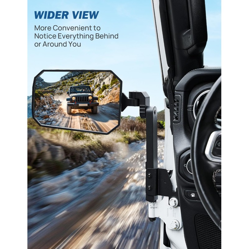 JOYTUTUS Mirrors Doors Off Compatible with Wrangler JK JL Gladiator