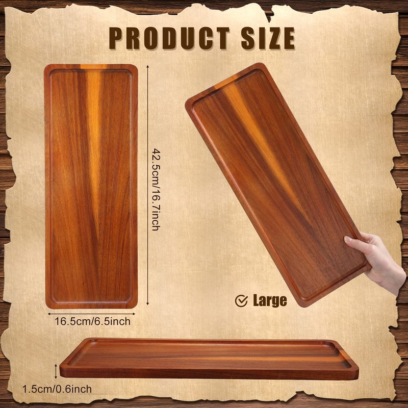 10 Pack Solid Wood Serving Trays 16.7 x 6.4 Inch