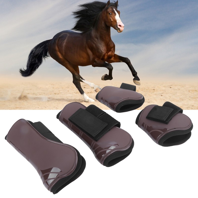 1Set Horse Tendon Boots PU Elastic Thickened Adjustable Horse Leg