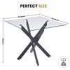 Gnrolaz 36'' Square Glass Dining Table for 2-4, X-Shape Black