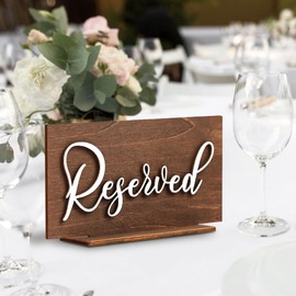 Stofinity Reserved Table Signs for Wedding Events - 6 Pcs Wood Table Reserved Signs for Wedding, Church Pew Reserved Row Signs for Wedding Ceremony Decorations, Wedding Reserved Signs for Tables