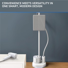 Rowenta Steamer for Clothes with Ironing Board, Home Steam, Stainless Steel Full Size Steamer, 47.33oz Water tank, Hanger rack for Clothes, Compact, 1800 Watts, White IS3250