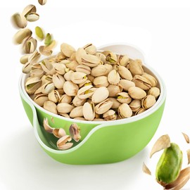 LivLab Mker Snack bowls,Pistachio bowl with shell storage,Double nut candy serving bowls for party/entertaining/office,Green