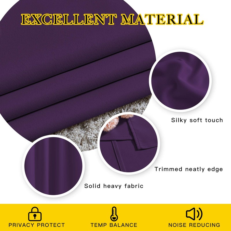 NICETOWN Blackout Curtains Drapery Panels - Window Treatment Royal Purple