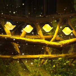 Traveant Solar Lantern Outdoor Waterproof, Ice-sheped Solar RGB Lights for Outside, Hanging Outdoor Lantern Lamps for Garden Decor Patio Yard Lawn Pathway (2 Pack)