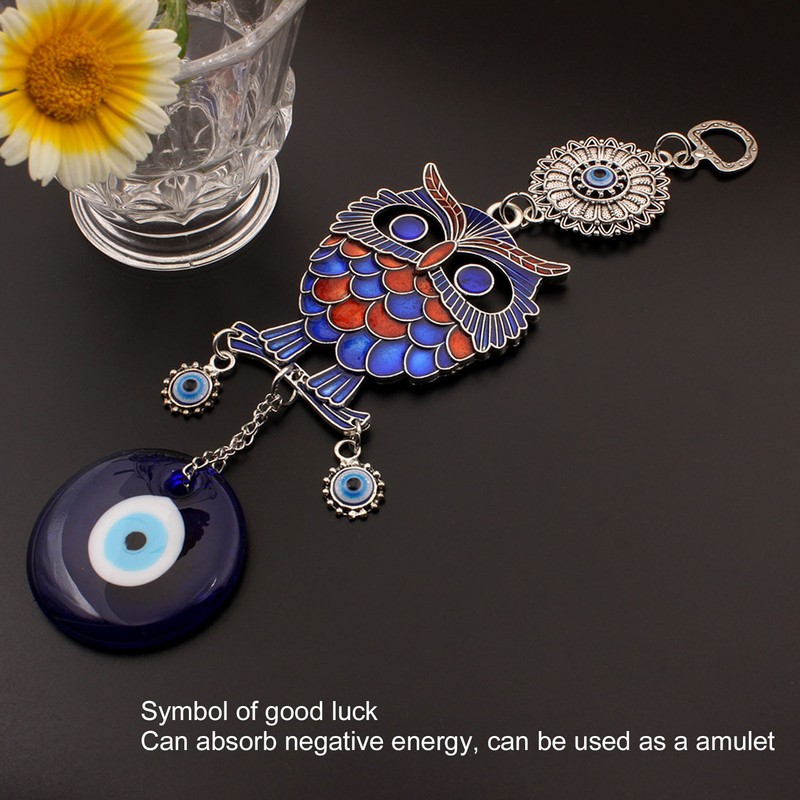 Blue Eye Owl Keychain Good Luck Beautiful Blessing Amulet Car
