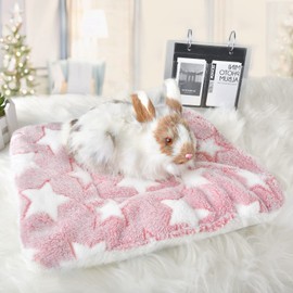 catadog Small Animal Bed Mat, Soft & Warm, Suitable for Guinea Pig, Hamster, Rabbit, Rat and Bearded Dragon (XX-Large(19.7''x15.7''), Star Pink)