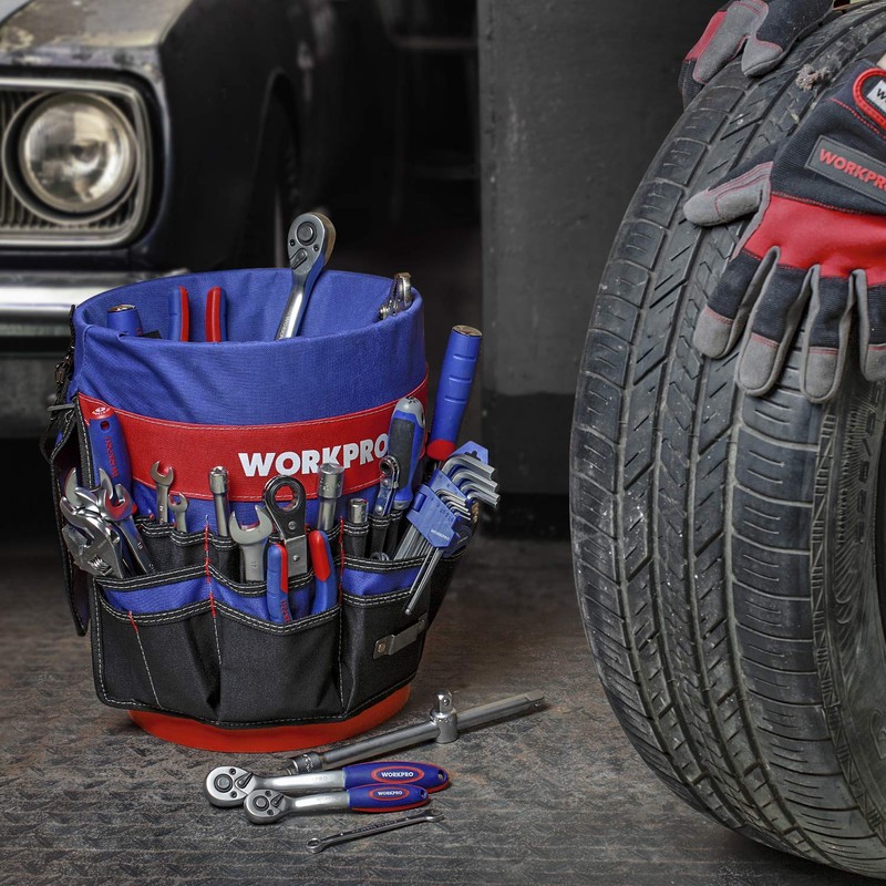WORKPRO Bucket Tool Organizer with 51 Pockets Fits to 3.5-5