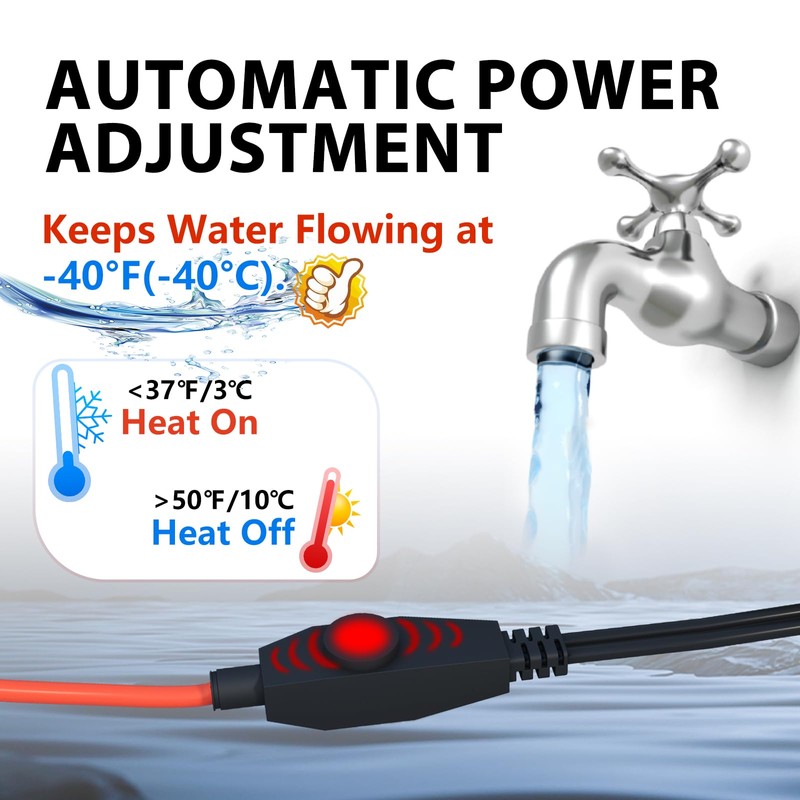 HEATIT Electric Heating Cable for Water Pipes Automatic Heat Tape