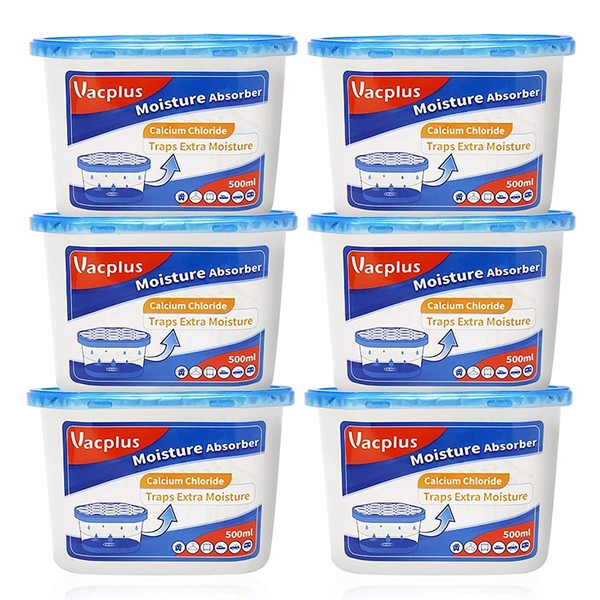 Vacplus Moisture Absorbers 6 Pack, 10.5 Oz Portable Humidity Absorber