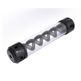 Bykski 50mm Cylindrical DNA Reservoir - Black POM - 260mm w/LED Strip, 6 Port, Colored Helix (CT-DNA-POM-V2-260) - Black