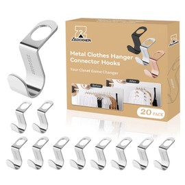 ZEDODIER Metal Clothes Hanger Connector Hooks, 20 Pack Super Sturdy Hanger Extender Hooks, Efficient Closet Space Saver, Easy to Use, Suitable for Heavy Clothing, Fits All Types of Hangers, Silver