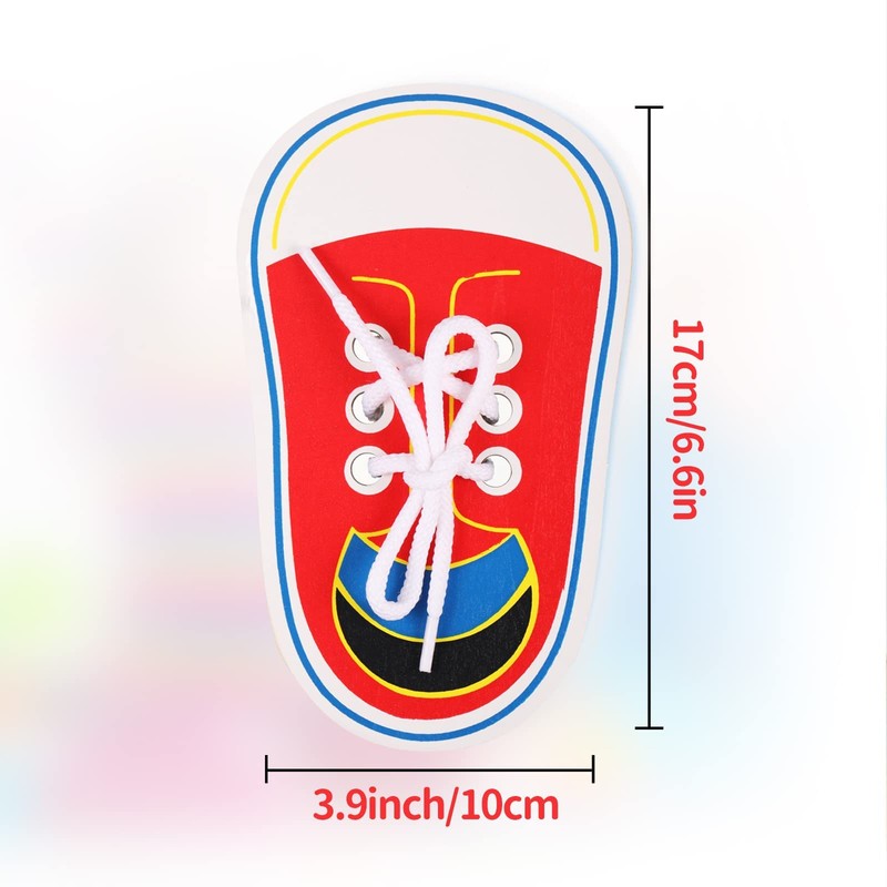 Wooden Lace-Up Shoe for Children Toddlers, Laces Tying Learning Children