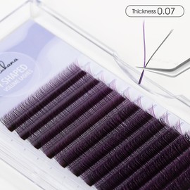 NATUHANA YY Eyelash Extension 0.07 mm LU Curls 8-14 mm Mixed Makeup Tray Eyelash Accessories Prefabricated Fans Y-Shape Volume Eyelash Extension (8-14 Mix, Black + Purple 0.07LU)