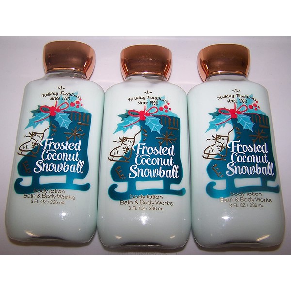Lot of 3 Bath & Body Works Frosted Coconut Snowball Shea & Vitamin E Body Lotion 8 oz