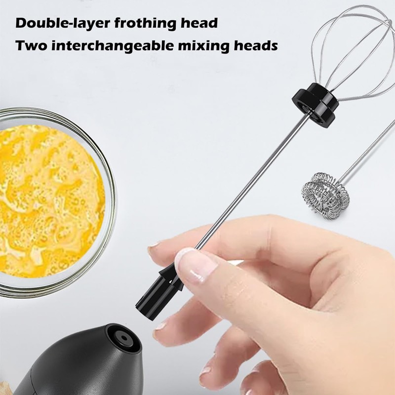 Hemixye Rechargeable Milk Frother Wand with Stand-Electric Whisk 3 Speed
