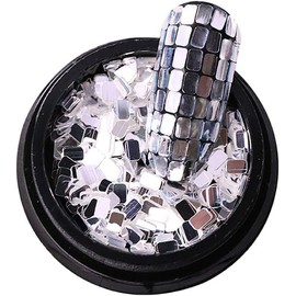 1 Box silberfarbene Nagel-Pailletten, quadratisch, Glitzer, Nagelkunst-Zubehör für Nägel, Dekoration, Make-up, Bastelzubehör, Kunst- und Bastelbedarf