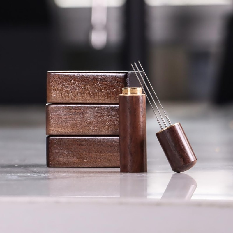 Tongke WDT Wooden Espresso Distribution Tool, Stainless Steel Needle Distributor,