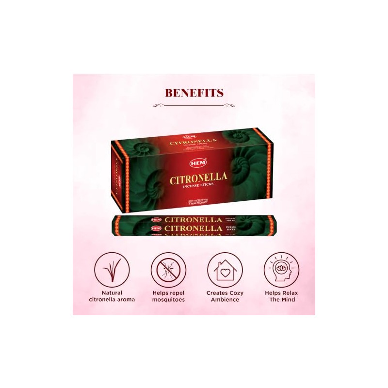 HEM Citronella Incense Sticks - 120 Count for Relaxation