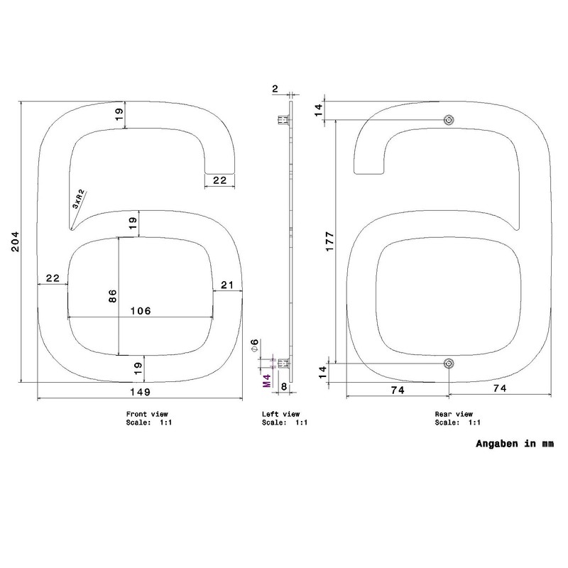 Metzler Modern House Number Made of Solid Steel – Modern
