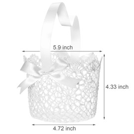 Boao White Handle Wedding Flower Girl Baskets, 2 Packs (5.90 x 4.72 x 4.33 Inch)