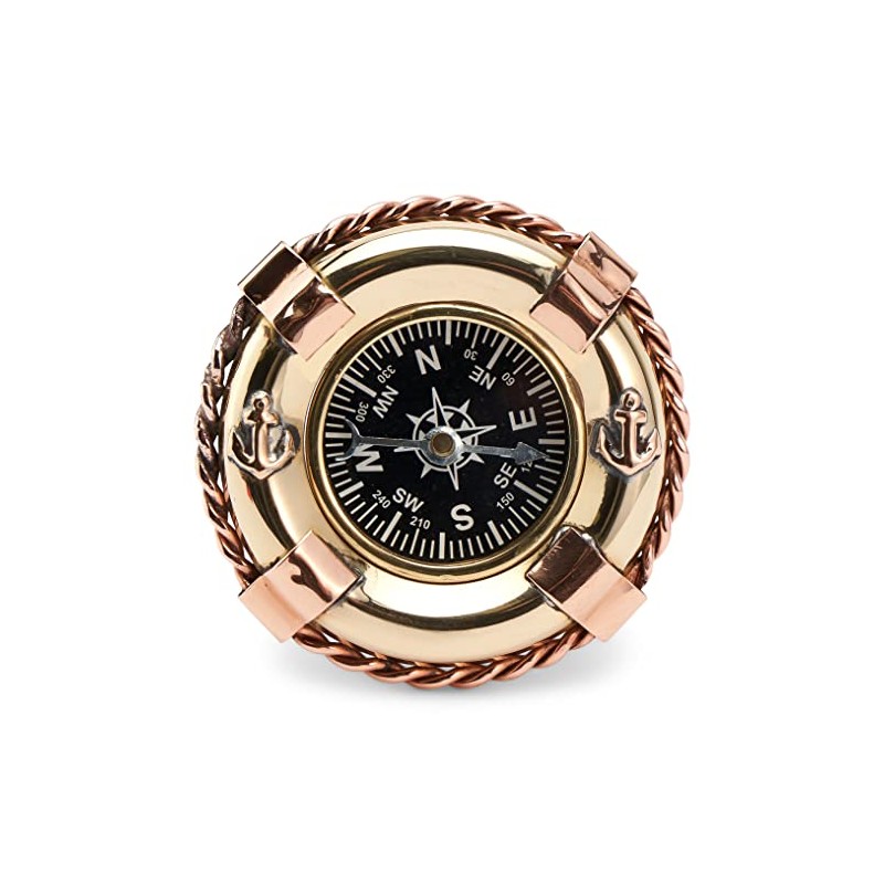 NKlaus Maritime 6.5 cm Compass Lifebuoy Brass Gold and Copper