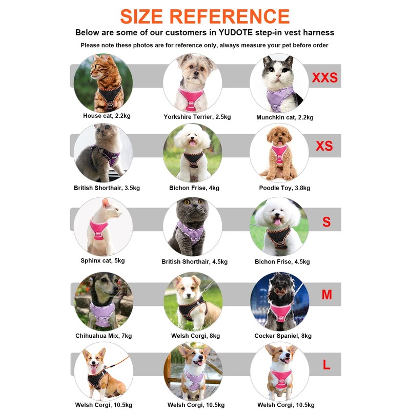 YUDOTE Step-in Reflective Harness Easy-on Easy-off 2-Layer Soft Mesh Vest