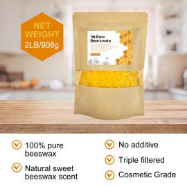 Beeswax Pellets, 2lb Yellow Organic Natural Beeswax Pastilles Pure Bulk Bees Wax Pellets for DIY Beewax Making Candles Skin