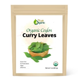 True Organic Ceylon Curry Leaves, 1 oz, Premium Grade, Gluten Free, USDA & Kosher Certified, Non-GMO.