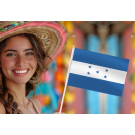 25 Pack Honduras Handheld Small Flag,Mini Hondurans Hand Held Miniature Stick Decor