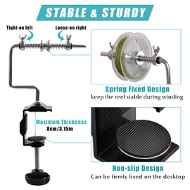 Fishing Line Spooler Adjustable Fishing Line Winder Spooler Machine Portable Stable Spinning Reel Spooler Spooling Station System with Clamp