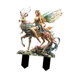 Perfeclan Charming Gardens Stake Elf Deer Statue Sign Patio Backyard Flower Beds Gardening Potted Plants Decor Deer Gardens Ornaments