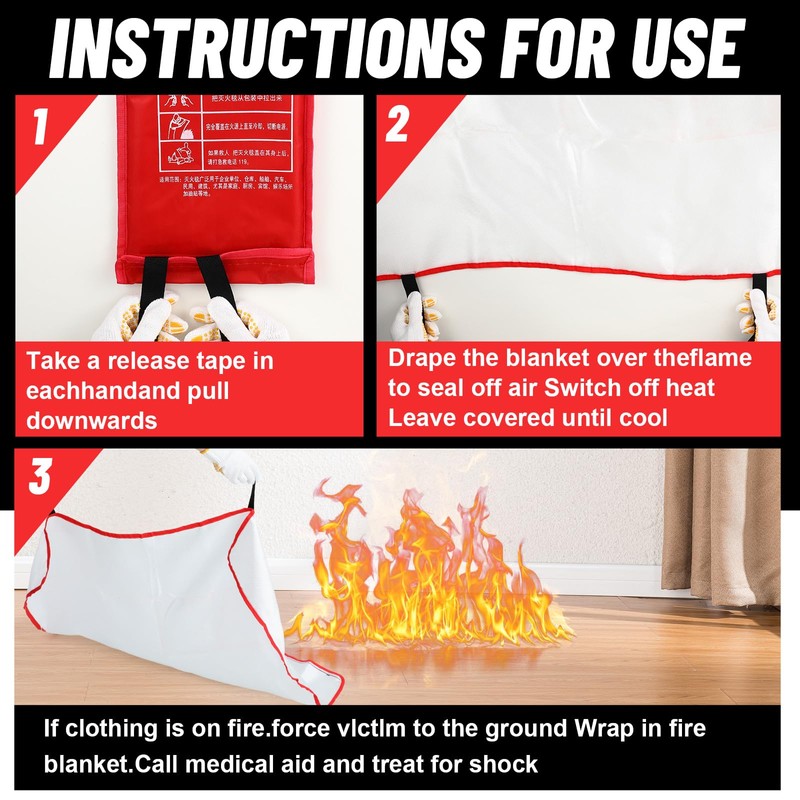 60 Pcs Emergency Fire Blankets for Home and Kitchen 40x40
