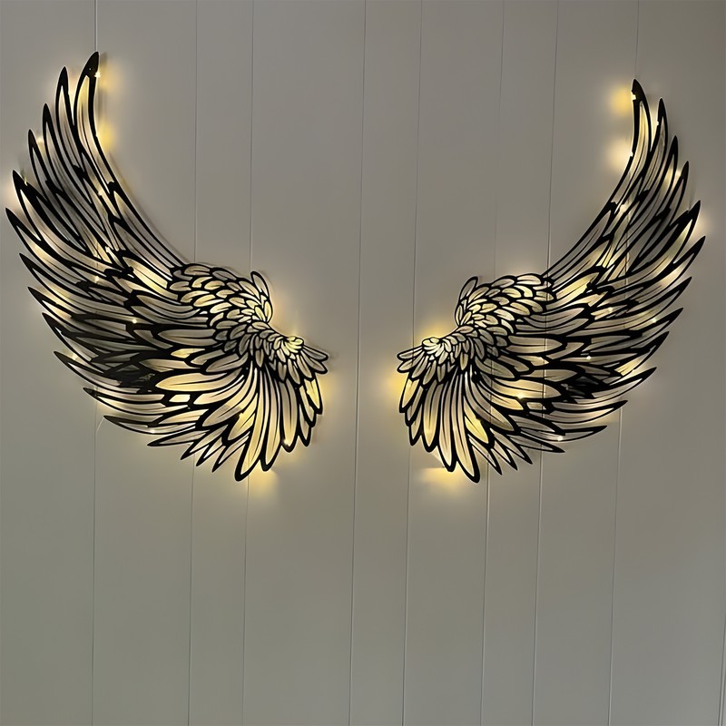 1 Pair Angel Wings Metal Mural Wall Sculpture Decor for