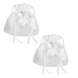 FRCOLOR 2pcs Bridal Clutch Bags for Women Fabric Wedding Handbags with Large Capacity Soft and Sturdy Drawstring Purses for Bridesmaids Guests Bag for Formal Occasions