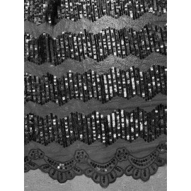 wowfabric4less123 Black sequins Embroidered Lace fabric 50” Width 1 Yard