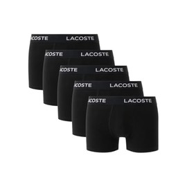 Lacoste Men's Cotton Stretch Essentials Trunks, 5-Pack, Black with Black Waistbands (New), X-Large