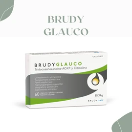 Brudy Glauco Integratore alimentare con acidi grassi omega-3 arricchito con DHA 70%, EPA 8,5%, DPA 6% e citicolina, supporta il normale funzionamento del cervello, degli occhi e del