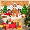 Mocsicka Gingerbread Christmas Backdrop Brown Gingerbread House Party Decorations Banner