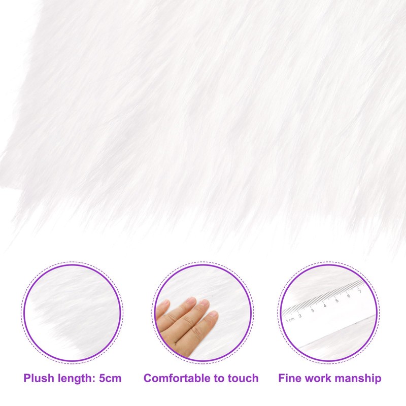 DMiotech 14"x14" White Faux Fur Square Fabric, Fluffy Faux Fur