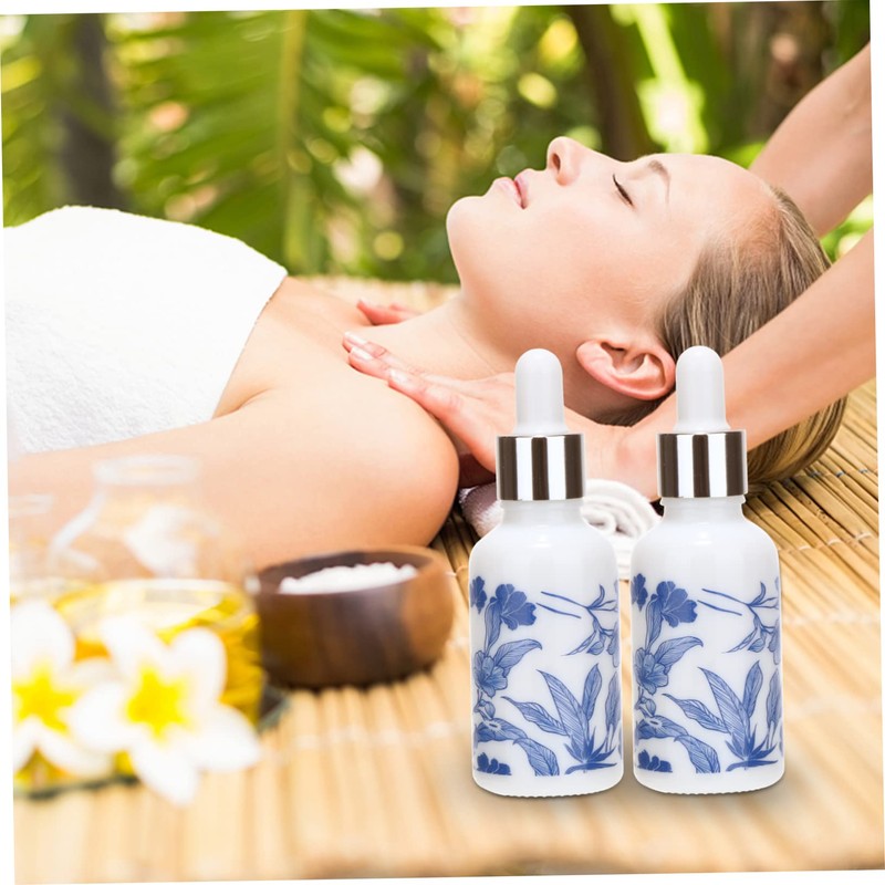 BUGUUYO 3pcs Mini Oil Dropper Bottles Ceramic Body 30ml Essential