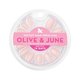 Olive & June Olive & June Instant Mani Press On Nails (Glue) | Neutral Pink | Short, Round 42 Fake Nails, 21 Sizes Non-Toxic, Long-Lasting Recycled Materials Realistic Look | KAG