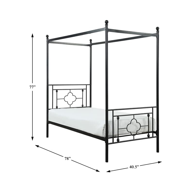 Homelegance Hosta Metal Canopy Bed, Twin, Black
