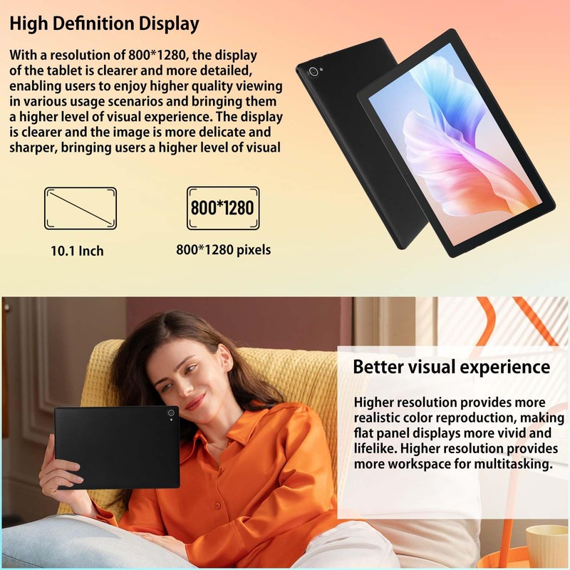Android 14 Tablet, 10.1 inch Tablets with 1280 * 800