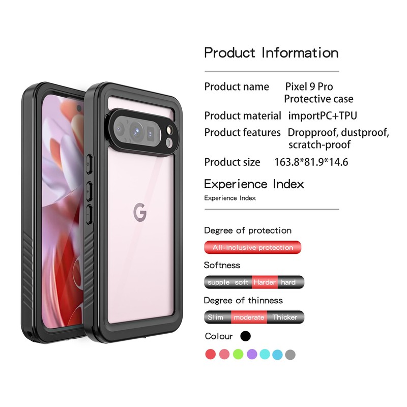 Hllhunkhe for Goolge Pixel 9 Pro Case, Waterproof Case with