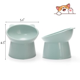 Mezchi 6 Pack Raised Cat Bowls for Indoor Cats, Plastic Elevated Cat Bowls Dishes, 15 Degrees Tilted Cat Food Bowls, Anti-Vomiting and Whisker Friendly, 3 Colors