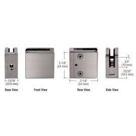 C.R. LAURENCE Z806BN CRL Brushed Nickel Z-Series Square Type Flat Base Zinc Clamp for 1/4" and 5/16" Glass