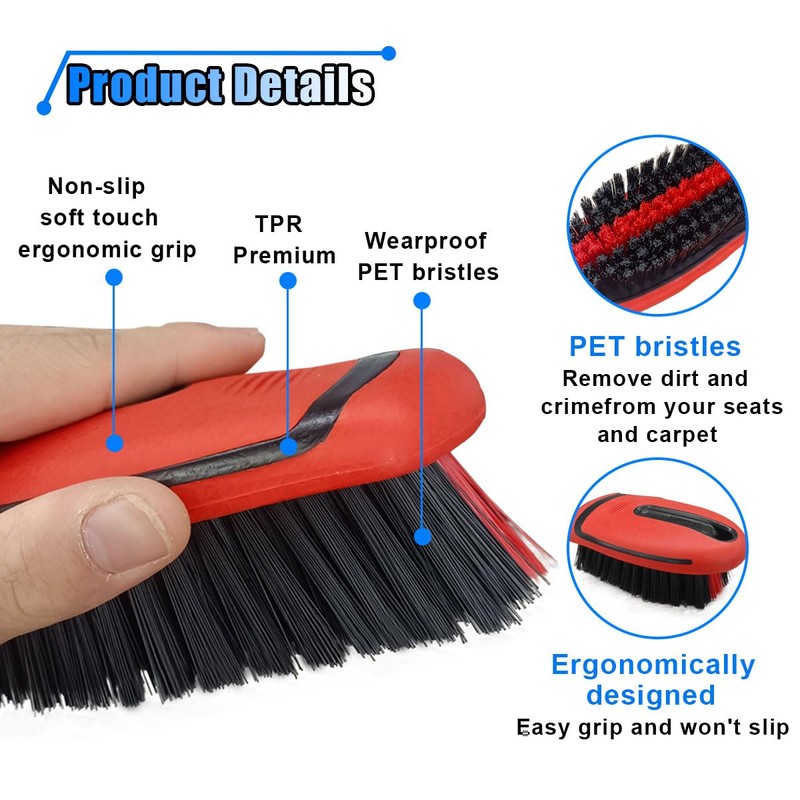 Carpet and Upholstery Cleaning Brush - Stiff Bristle Carpet Scrubber