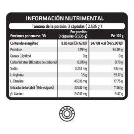 Healthaddiction Óxido Nítrico Suplemento Rendimiento Deportivo Circulación Arginina Citrulina Beta Alanina Cápsulas 845